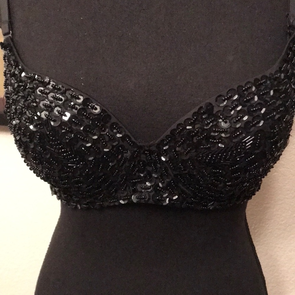 Sequin & Beads Bling Black Bra Lingerie